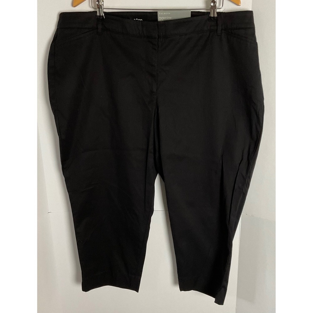 Talbots Perfect Crop Pants Womens 20WP Black Slim Leg Petite Plus New NWT
